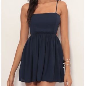 Janey Chiffon A-line Dress In Navy